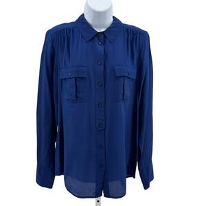 J.Crew Blythe Silk Shirt Womens S Blue Button Up Long Sleeve Lightweight Blouse